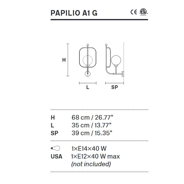 Бра Masiero Papilio A1 G V91 Бра Masiero Papilio A1 G V91