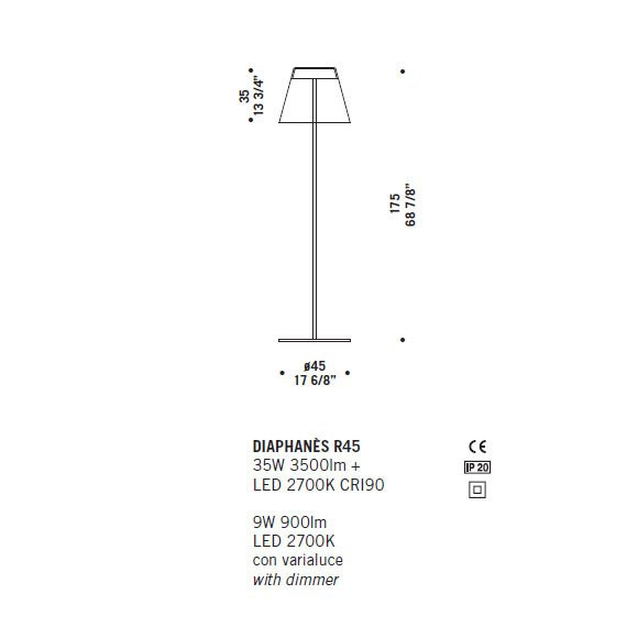 Торшер De Majo DIAPHANES R45 ED 0DIAP0R45 Торшер De Majo DIAPHANES R45 ED 0DIAP0R45