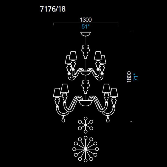 Люстра Barovier&Toso Ran Round 7176/18/RS/NN
