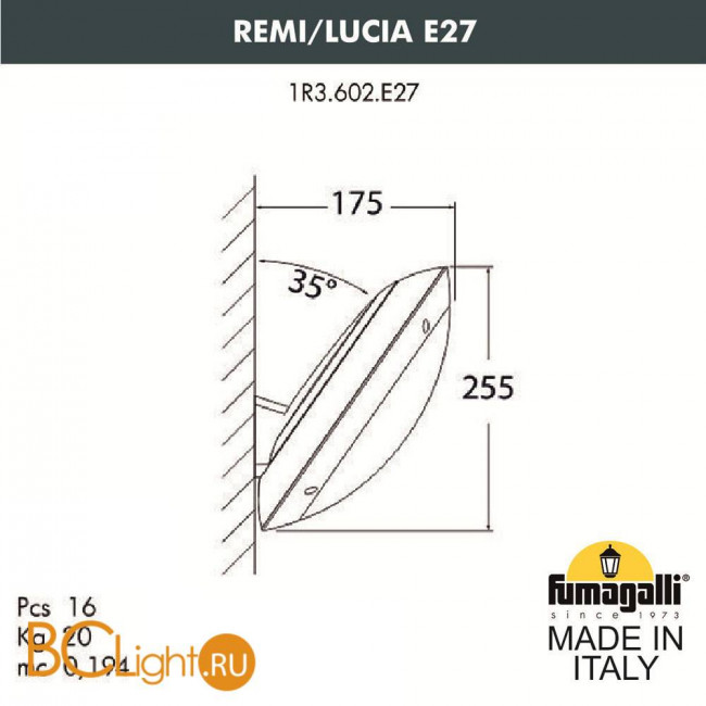 Уличный настенный светильник Fumagalli Lucia 1R3.602.000.AYE27
