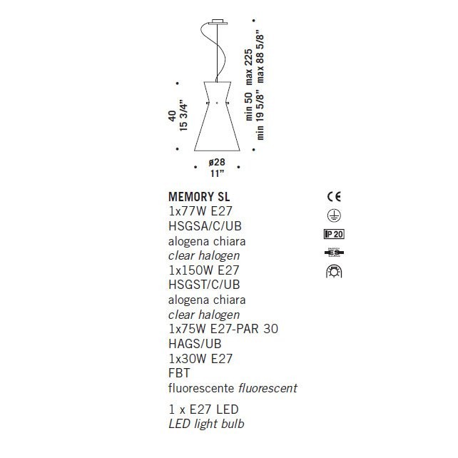Подвесной светильник De Majo MEMORY SL 0MEMO0S10 Подвесной светильник De Majo MEMORY SL 0MEMO0S10