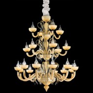 Люстра IDL Epoque 446/12+6+4 light gold metal parts / champagne Murano glass with black profiles Люстра IDL Epoque 446/12+6+4 light gold metal parts / champagne Murano glass with black profiles