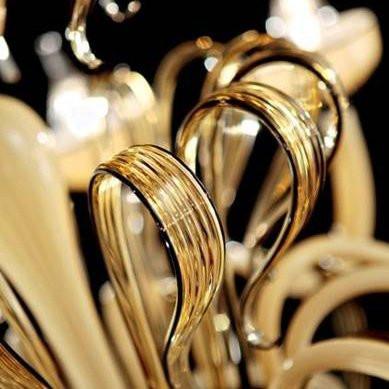 Люстра IDL Epoque 446/12+6+4 light gold metal parts / champagne Murano glass with black profiles Люстра IDL Epoque 446/12+6+4 light gold metal parts / champagne Murano glass with black profiles