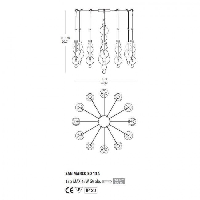Подвесной светильник Evi Style San Marco SO13 A ES0638SO04AMAL Подвесной светильник Evi Style San Marco SO13 A ES0638SO04AMAL