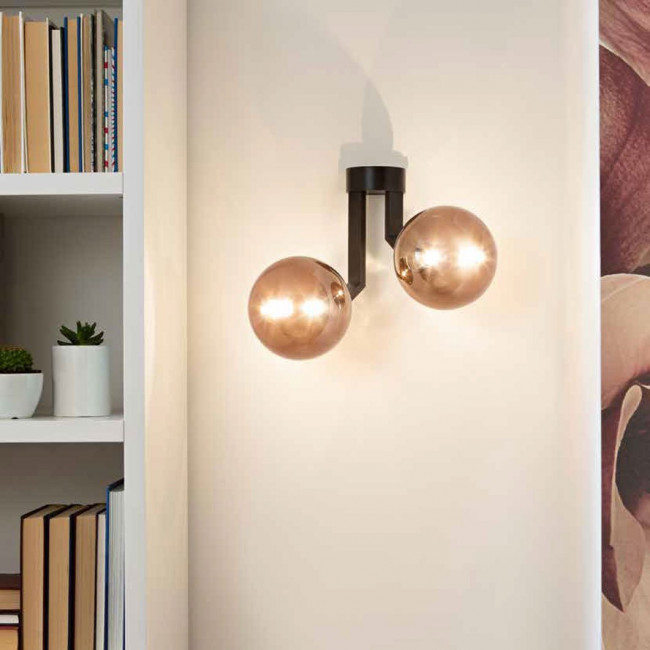 Бра Renzo Del Ventisette Ohlala A14533/2 DEC. NERO OPACO SFERE BRONZO Бра Renzo Del Ventisette Ohlala A14533/2 DEC. NERO OPACO SFERE BRONZO