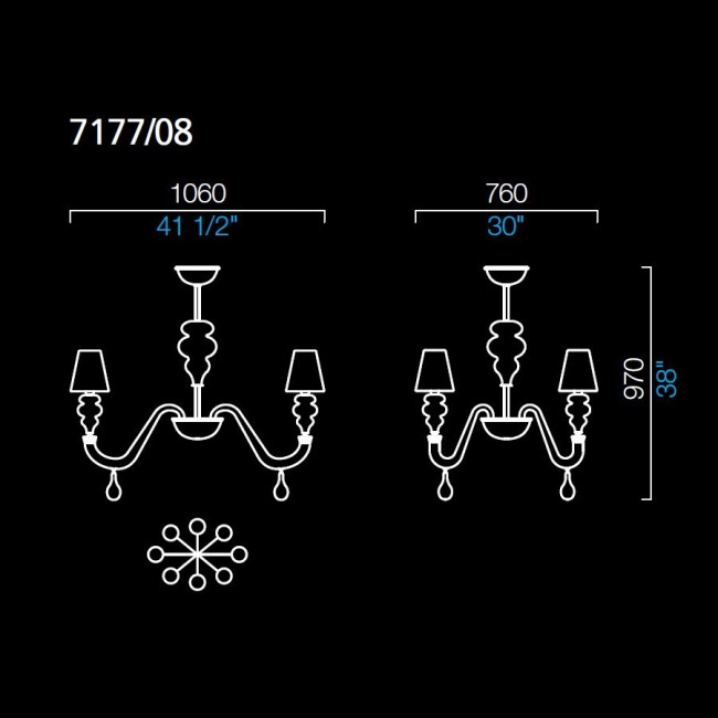 Люстра Barovier&Toso Ran Round 7177/08/AQ/BB