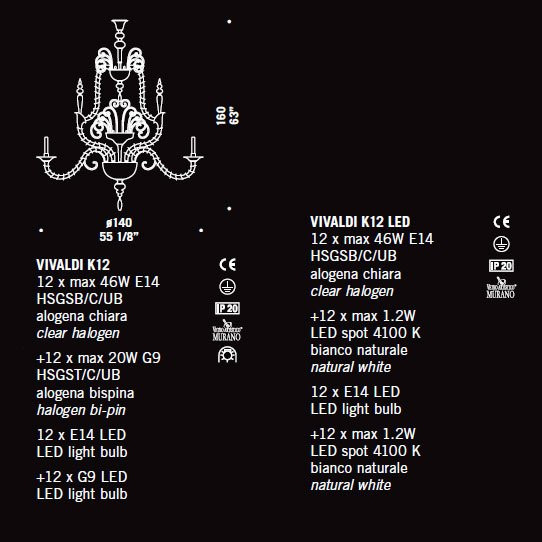 Люстра De Majo VIVALDI K12 LED 0VIVA0K13 black Люстра De Majo VIVALDI K12 LED 0VIVA0K13 black