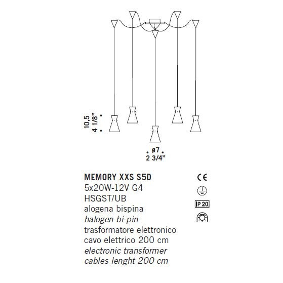 Подвесной светильник De Majo MEMORY XXS S5D 0MEMO0S05 Подвесной светильник De Majo MEMORY XXS S5D 0MEMO0S05