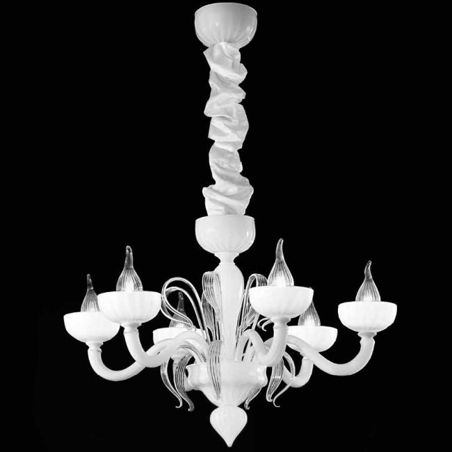 Люстра IDL Epoque 446/6 сhrome / white Murano glass Люстра IDL Epoque 446/6 сhrome / white Murano glass