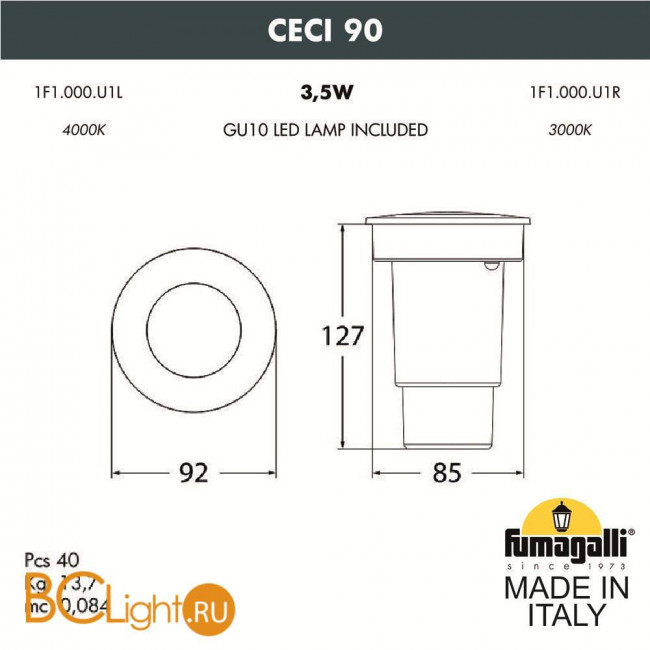 Встраиваемый светильник Fumagalli Ceci 1F1.000.000.AXU1L Встраиваемый светильник Fumagalli Ceci 1F1.000.000.AXU1L