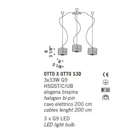Подвесной светильник De Majo OTTO X OTTO S3D 0OTTO0S13 Подвесной светильник De Majo OTTO X OTTO S3D 0OTTO0S13