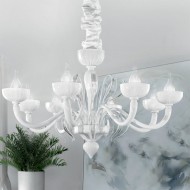 Люстра IDL Epoque 446/8 chrome metal parts / white Murano glass Люстра IDL Epoque 446/8 chrome metal parts / white Murano glass