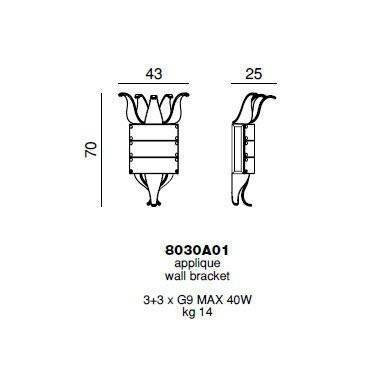 Настенный светильник Beby Group Milano Deco 8030A01 Light gold Smoked Glass