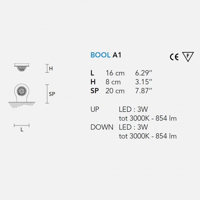 Настенный светильник Masiero Bool A1 V95