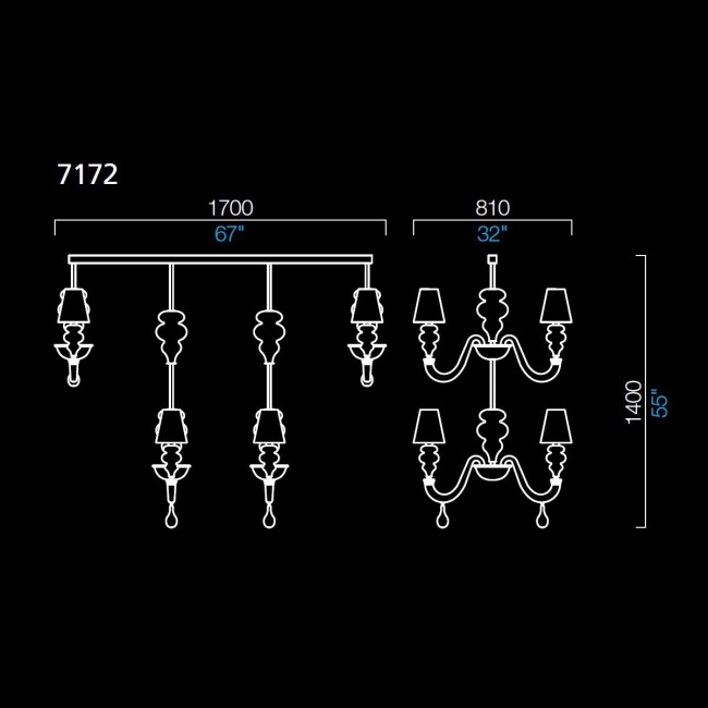 Люстра Barovier&Toso Ran Side 7172/RS/NN