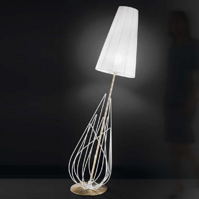 Торшер IDL Flame 524/1P velvet white + light gold / white organza Торшер IDL Flame 524/1P velvet white + light gold / white organza