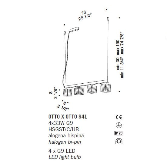 Подвесной светильник De Majo OTTO X OTTO S4L 0OTTO0S40 Подвесной светильник De Majo OTTO X OTTO S4L 0OTTO0S40