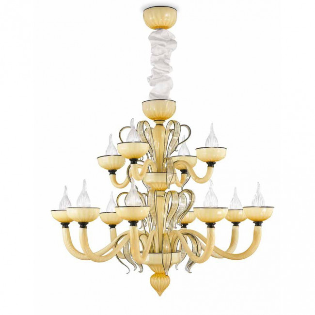 Люстра IDL Epoque 446/8+4 light gold metal parts / champagne Murano glass with black profiles Люстра IDL Epoque 446/8+4 light gold metal parts / champagne Murano glass with black profiles