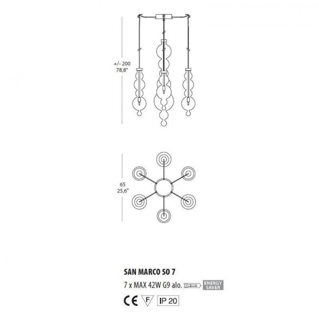 Подвесной светильник Evi Style San Marco SO7 ES0636SO04CTAL Подвесной светильник Evi Style San Marco SO7 ES0636SO04CTAL