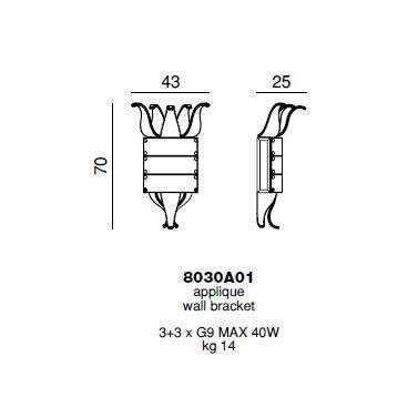 Настенный светильник Beby Group Milano Deco 8030A01 Light gold Transparent Glass