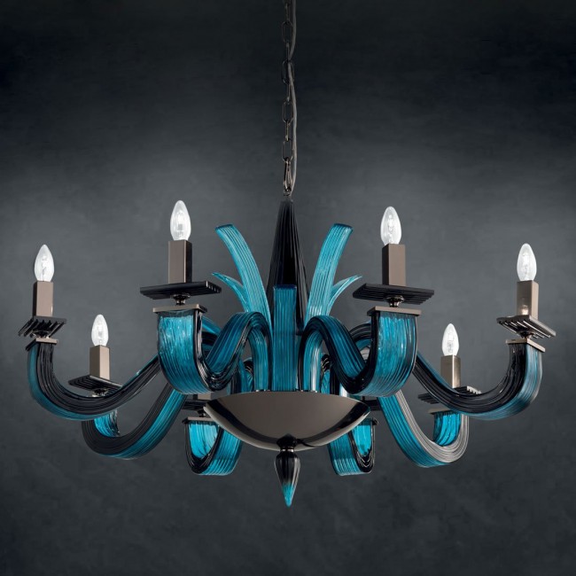 Люстра Euroluce Argo L8 nickel Aquamarine Люстра Euroluce Argo L8 nickel Aquamarine