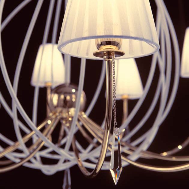 Люстра IDL Flame 524/10 velvet white + light gold / white organza Люстра IDL Flame 524/10 velvet white + light gold / white organza