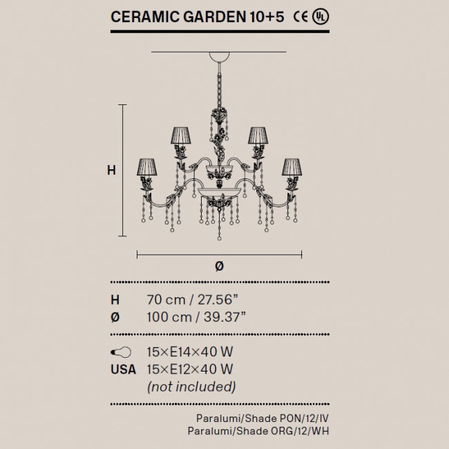 Люстра Masiero Ceramic Garden 10+5 V13 / PON/12/IV