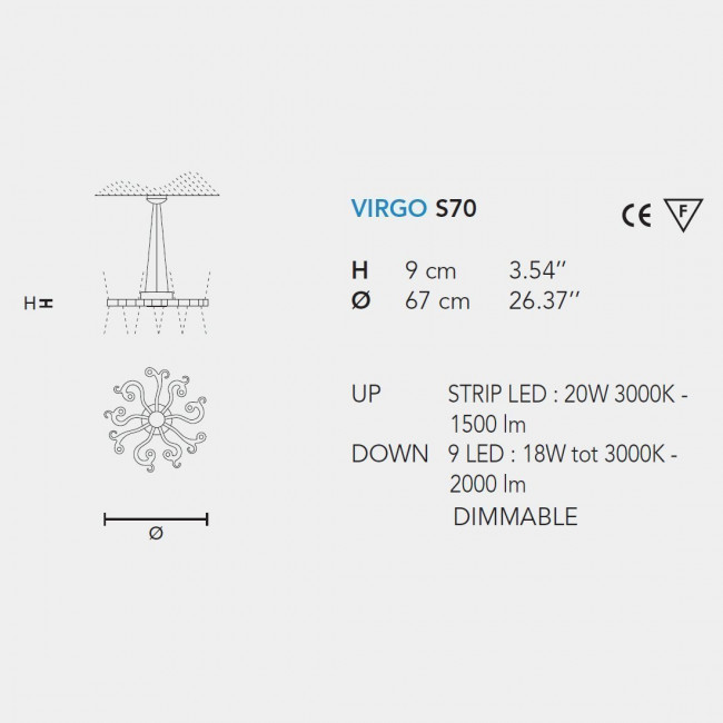 Подвесной светильник Masiero Eclettica Virgo S70 V95