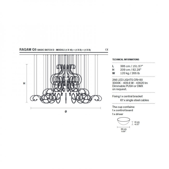 Подвесной светильник Masiero Raqam Q5 BASIC BATCH D – MOD. 1 × 16 + MOD. 1 × 8 + MOD. 1 × 8 CH TR Подвесной светильник Masiero Raqam Q5 BASIC BATCH D – MOD. 1 × 16 + MOD. 1 × 8 + MOD. 1 × 8 CH TR