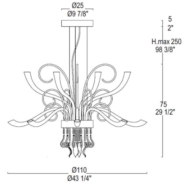 Подвесной светильник MURANOdue Gallery ELYSEE L12 0000777 Подвесной светильник MURANOdue Gallery ELYSEE L12 0000777