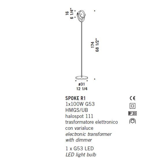 Торшер De Majo SPOKE R1 0SPOK0R10 Торшер De Majo SPOKE R1 0SPOK0R10