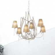 Люстра IDL Flame 524/6 antique bronze+nickel brown organza Люстра IDL Flame 524/6 antique bronze+nickel brown organza