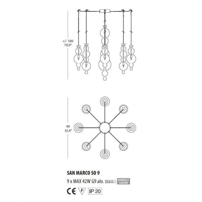 Подвесной светильник Evi Style San Marco SO9 ES0637SO04FUAL Подвесной светильник Evi Style San Marco SO9 ES0637SO04FUAL