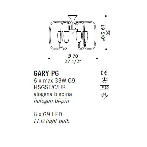 Потолочная люстра De Majo GARY P6 0GARY0P01 Потолочная люстра De Majo GARY P6 0GARY0P01