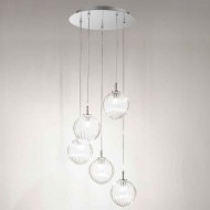 Подвесной светильник Renzo Del Ventisette Ohlala L14555/5 DEC. cromo SFERE TRASP. RIGATO Подвесной светильник Renzo Del Ventisette Ohlala L14555/5 DEC. cromo SFERE TRASP. RIGATO