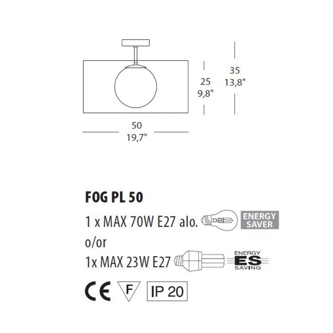 Потолочный светильник Morosini Fog PL 50 0200PL08BIIN Потолочный светильник Morosini Fog PL 50 0200PL08BIIN
