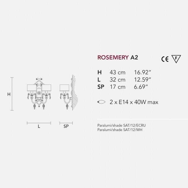 Бра Masiero Rosemery A2 /V13/ SAT/12/WH