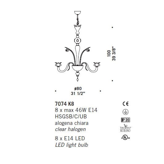 Люстра De Majo 7074 K8 070740K08 gold-ruby Люстра De Majo 7074 K8 070740K08 gold-ruby