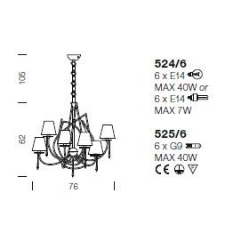 Люстра IDL Flame 524/6 pure steel and copper Люстра IDL Flame 524/6 pure steel and copper