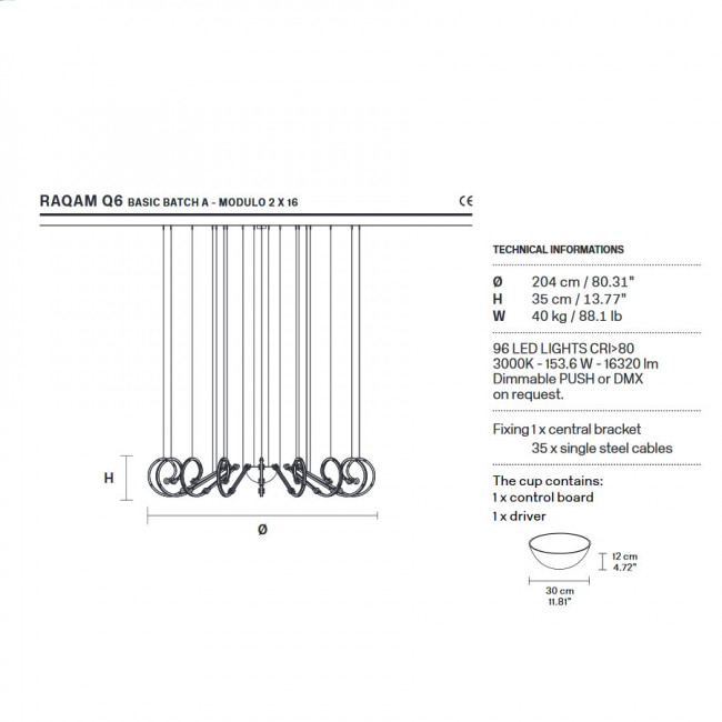 Подвесной светильник Masiero Raqam Q6 BASIC BATCH A – MODULO 2 × 16 CH TR Подвесной светильник Masiero Raqam Q6 BASIC BATCH A – MODULO 2 × 16 CH TR