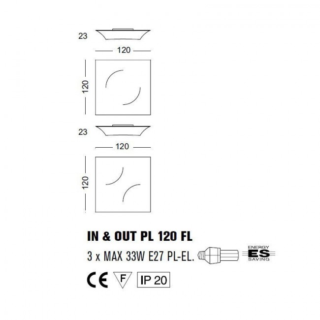 Настенно-потолочный светильник Morosini In&Out PL120 FL 0602PL06AVFL Настенно-потолочный светильник Morosini In&Out PL120 FL 0602PL06AVFL