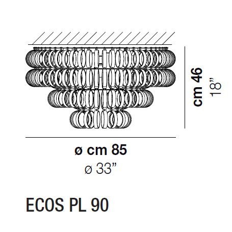 Потолочый светильник Vistosi Ecos PL 90 E27 BC CR Потолочый светильник Vistosi Ecos PL 90 E27 BC CR