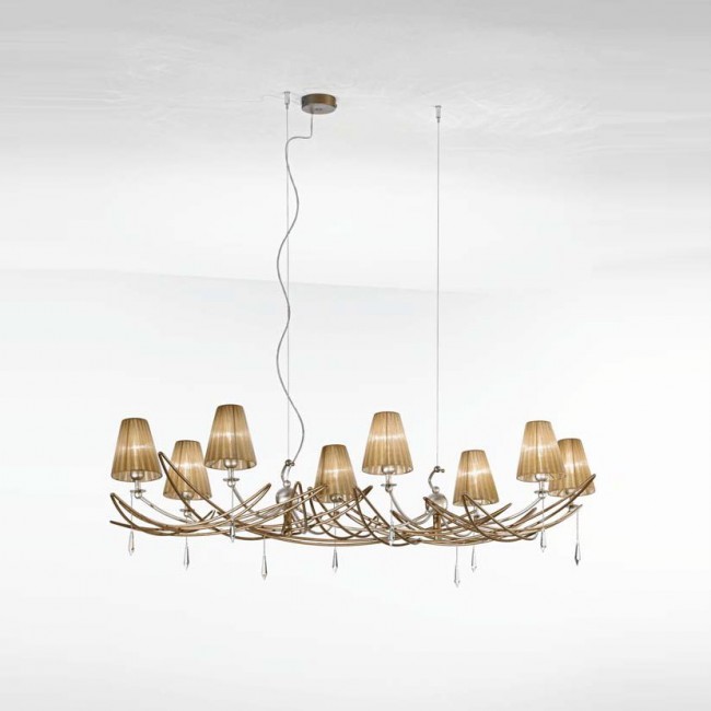 Люстра IDL Flame 524/8R antique bronze+nickel brown organza Люстра IDL Flame 524/8R antique bronze+nickel brown organza