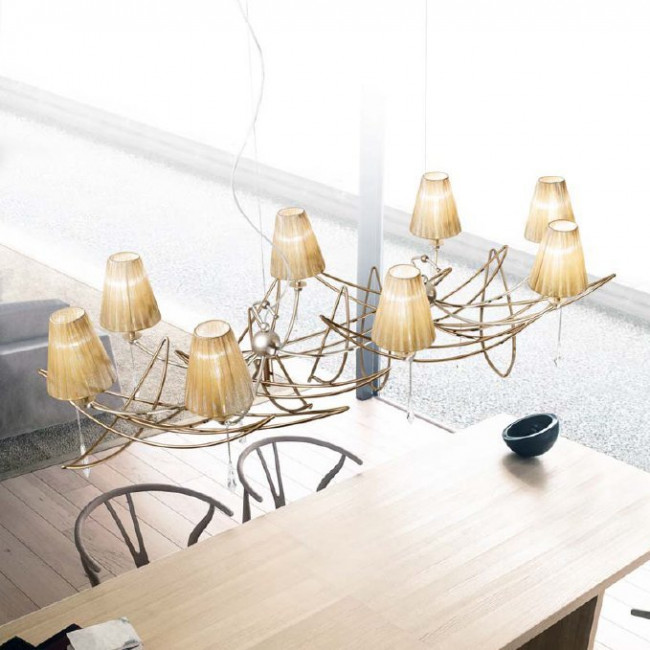 Люстра IDL Flame 524/8R antique bronze+nickel brown organza Люстра IDL Flame 524/8R antique bronze+nickel brown organza