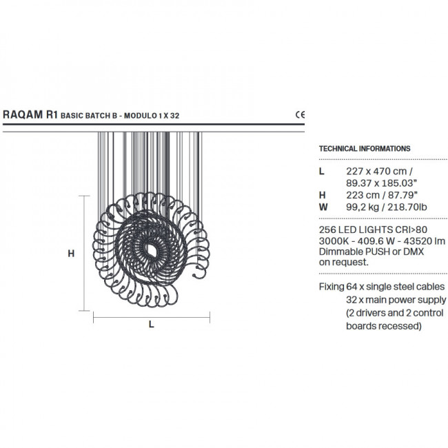 Подвесной светильник Masiero Raqam R1 BASIC BATCH B – MODULO 1 × 32 CH TR Подвесной светильник Masiero Raqam R1 BASIC BATCH B – MODULO 1 × 32 CH TR