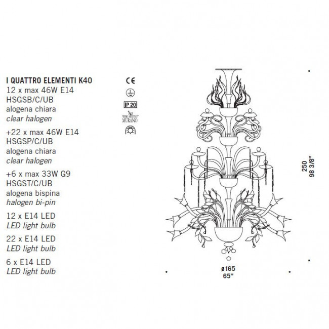 Потолочная люстра De Majo I QUATTRO ELEMENTI K40 0IQUA0K40 Потолочная люстра De Majo I QUATTRO ELEMENTI K40 0IQUA0K40