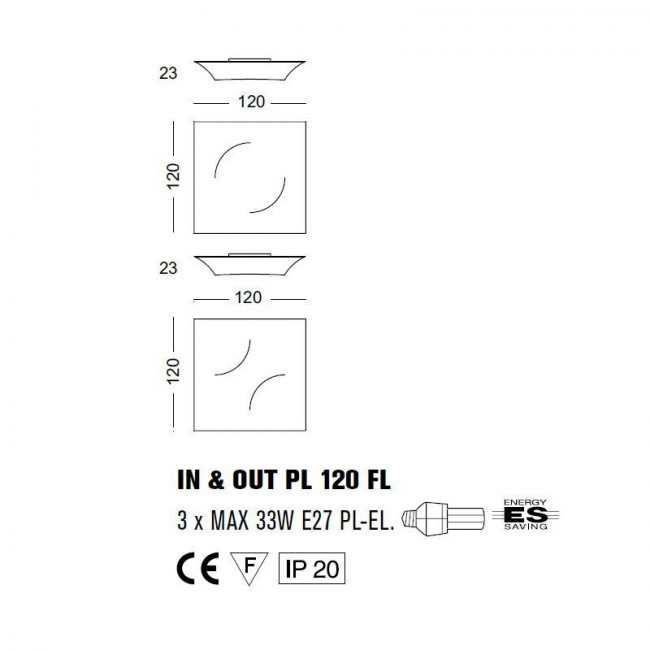 Настенно-потолочный светильник Morosini In&Out PL120 FL 0602PL06BIFL Настенно-потолочный светильник Morosini In&Out PL120 FL 0602PL06BIFL