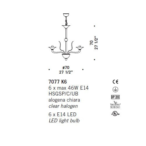 Люстра De Majo 7077 K6 070770K20 blue rim Люстра De Majo 7077 K6 070770K20 blue rim
