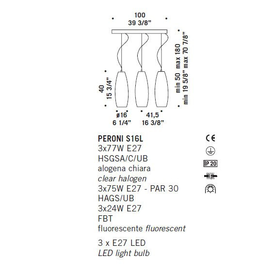 Подвесной светильник De Majo PERONI S16L 0PERO0SL-16 satined white Подвесной светильник De Majo PERONI S16L 0PERO0SL-16 satined white