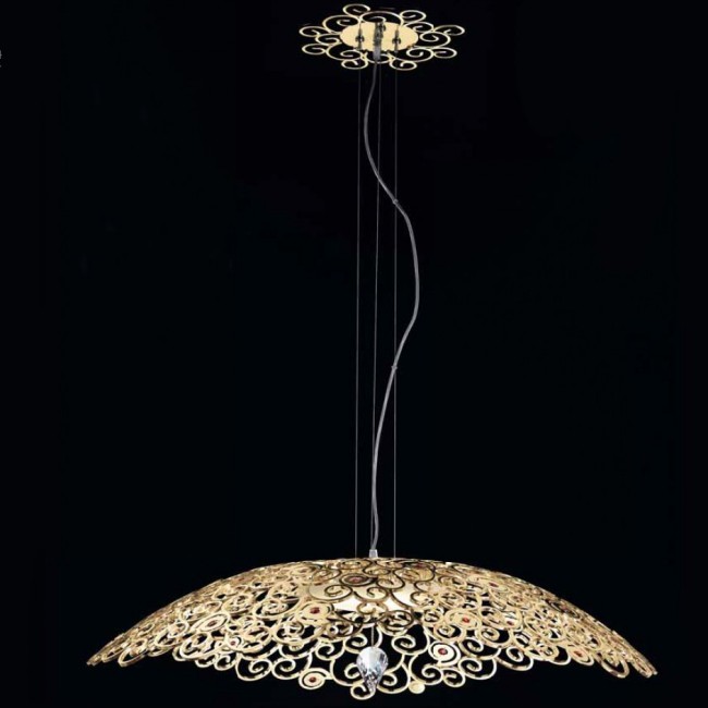 Подвесной светильник IDL Crystal marine 491/6 light gold with ruby crystals Подвесной светильник IDL Crystal marine 491/6 light gold with ruby crystals